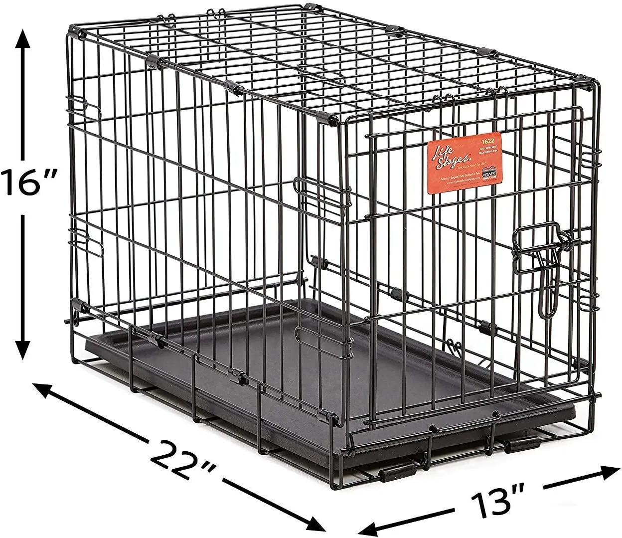 MidWest Homes for Pets Dog Crate | Newly Enhanced Midwest Life Stages XS Folding Metal Dog Crate | Divider Panel, Floor Protecting Feet, Leak-Proof Dog Pn | 23L x 13.63W x 16H inches, XS Dog Breed