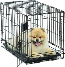 MidWest Homes for Pets Dog Crate | Newly Enhanced Midwest Life Stages XS Folding Metal Dog Crate | Divider Panel, Floor Protecting Feet, Leak-Proof Dog Pn | 23L x 13.63W x 16H inches, XS Dog Breed
