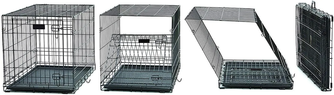 MidWest Homes for Pets Dog Crate | Newly Enhanced Midwest Life Stages XS Folding Metal Dog Crate | Divider Panel, Floor Protecting Feet, Leak-Proof Dog Pn | 23L x 13.63W x 16H inches, XS Dog Breed
