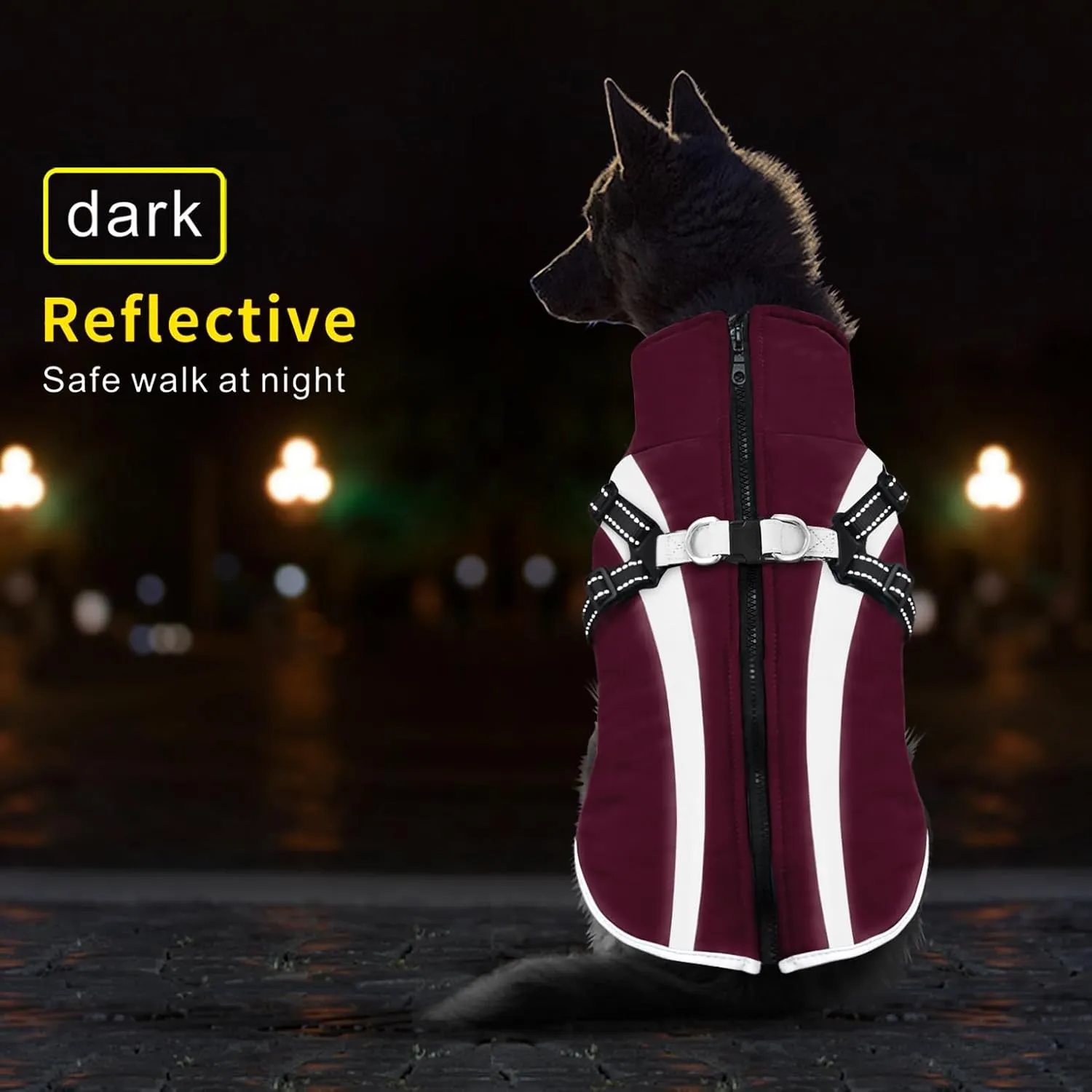Mosucoirl Warm Dog Coats Vest, Waterproof Dogs Jacket Reflective Fleece Pet Winter Cold Weather Coat Dogs Clothes Cozy Snow Jackets Outfits for Small Medium Large Dogs Puppy