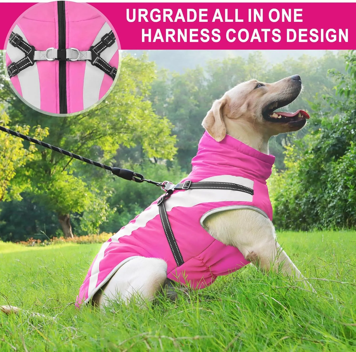 Mosucoirl Warm Dog Coats Vest, Waterproof Dogs Jacket Reflective Fleece Pet Winter Cold Weather Coat Dogs Clothes Cozy Snow Jackets Outfits for Small Medium Large Dogs Puppy