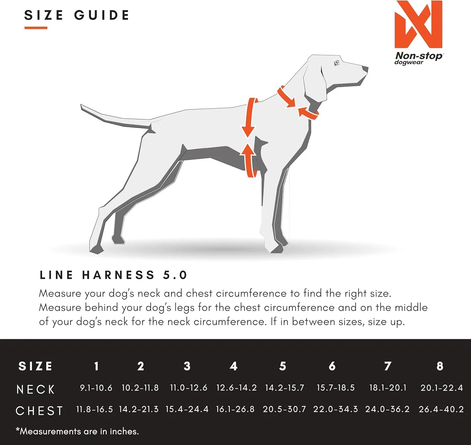 Non-stop dogwear Line Harness 5.0, Padded Dog Harness for Small Dogs, Made for Hiking, Sport and Everyday Active Life with 3 Leash Clips, Reflectors and Ergonomic Fit, Orange, Size 3
