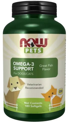 NOW Pets Omega-3 Support For Dog & Cat, 180 ct