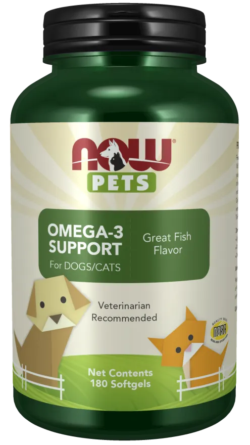 NOW Pets Omega-3 Support For Dog & Cat, 180 ct