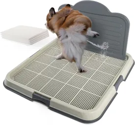 PAWISE Dog Pee Pad Holder with High Wall, 23.5"x23.5" Indoor Potty Tray for Small/Medium Dogs, Reusable Large Training Pad Holder with Splash Guard, Includes 4 Pee Pads, Anti-Slip & Easy to Clean