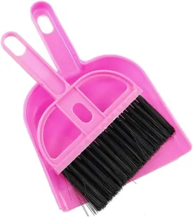 Pet Cage Broom Brush Dustpan Set - Small Cat Litter Sweeper for Pet Cage Clean and Car Keyboard Brush (Pink)
