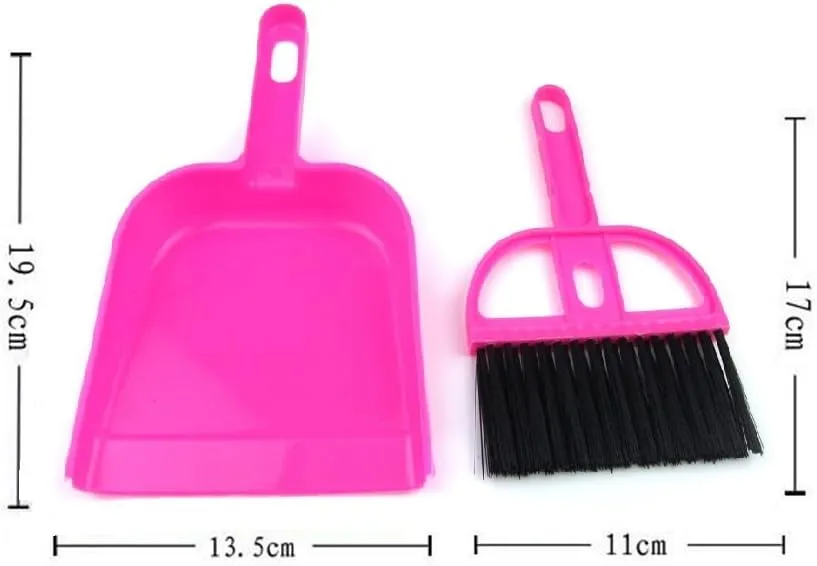 Pet Cage Broom Brush Dustpan Set - Small Cat Litter Sweeper for Pet Cage Clean and Car Keyboard Brush (Pink)