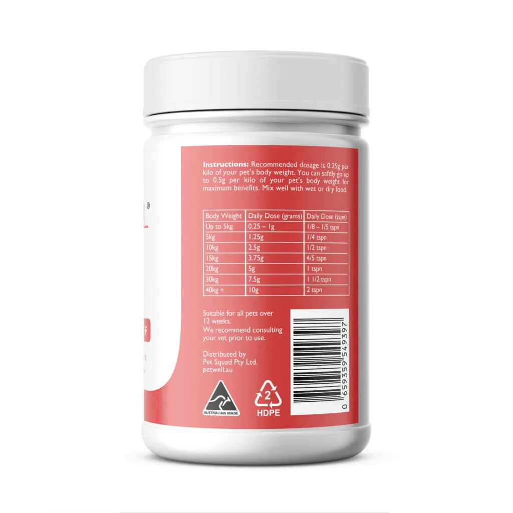 PetWell Mobility Natural Hip and Joint Supplement for Dogs and Cats 125g