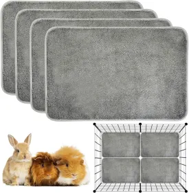PINVNBY 4 Pack Guinea Pig Cage Liner Washable Guinea Pig Fleece Cage Liners with Non-Slip Bottom Reusable Guinea Pig Pee Pads Absorbent Bedding for Small Animals Rabbit Hamster (Gray 24" x 16")