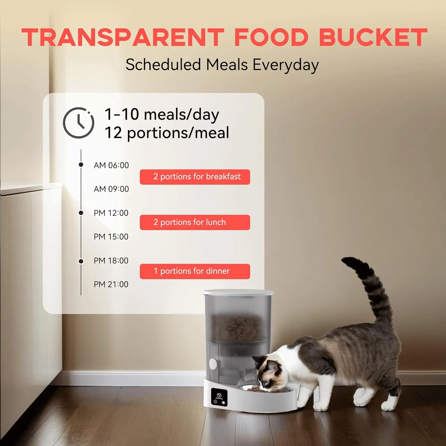 Rechargable Automatic Cat Feeders - 5G WiFi Pet Feeder with APP Control, 4L Timed Cat Feeders for Dry Food, 1-10 Meals Per Day, 12 Portions Per Meal - Ceramic Bowl Included
