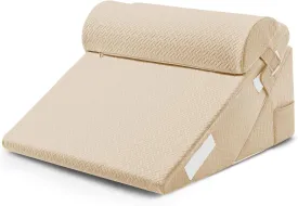 Sasttie Wedge Pillow Set for After Surgery, Adjustable Orthopedic Bed Wedge Pillow Set for After Surgery, Sleeping, Acid Reflux, Back Pain, and Recovery, Beige