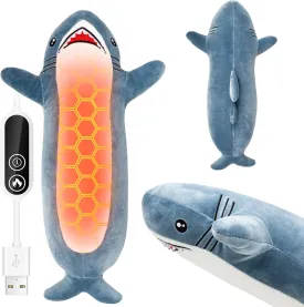 Shark Heating Pad - Cute Soft Plush Heating Pad for Cramps & Pain Relief, Unique Stuffed Animal Design, Wireless Portable Electric Heat Pad, Universal USB Powered, Gift for Family & Friends