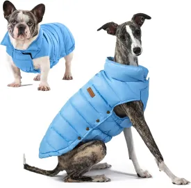 SPACE LION Puffer Jacket, Down Winter Coat, Waterproof, Windproof, Lightweight Jacket, Adjustable Fit for Small, Medium, Large Dogs (Blue, S)