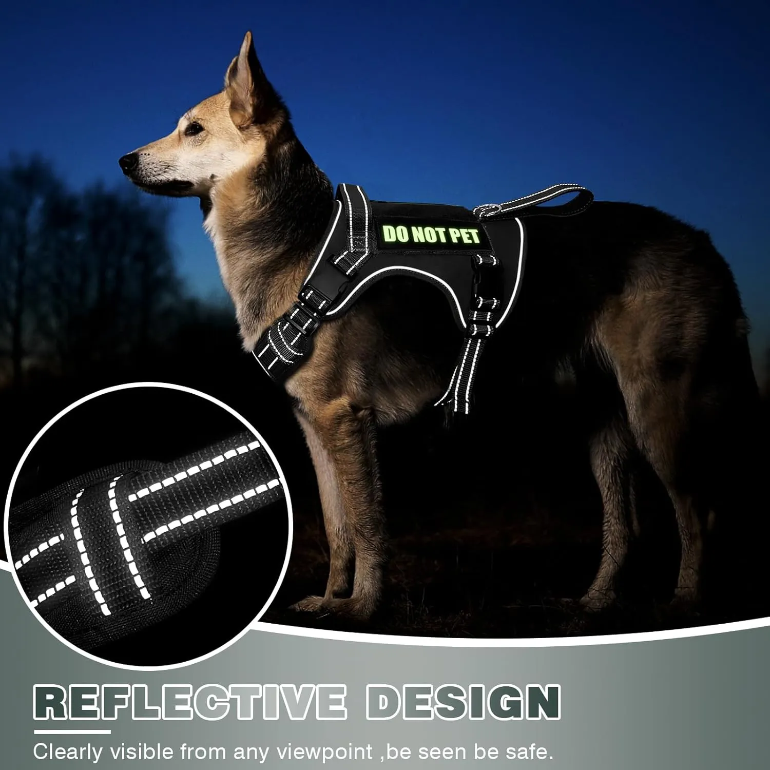WINSEE Tactical Dog Harness, No Pull Dog Harness for Medium Large Dogs with Handle & Molle, Military Service Dog Vest Harness in Training Pet Harness for Small Dogs