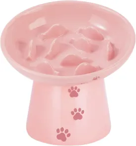 Y YHY 6 Inches Cat Slow Feeder, Cat Food Bowl Elevated Dog Slow Feeder Bowl Ceramic Cat Bowl Anti Vomiting for Dry and Wet Food, Pink