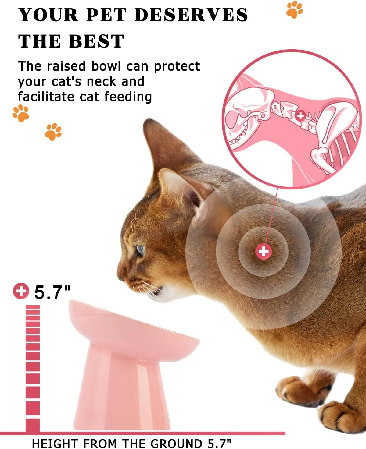 Y YHY 6 Inches Cat Slow Feeder, Cat Food Bowl Elevated Dog Slow Feeder Bowl Ceramic Cat Bowl Anti Vomiting for Dry and Wet Food, Pink
