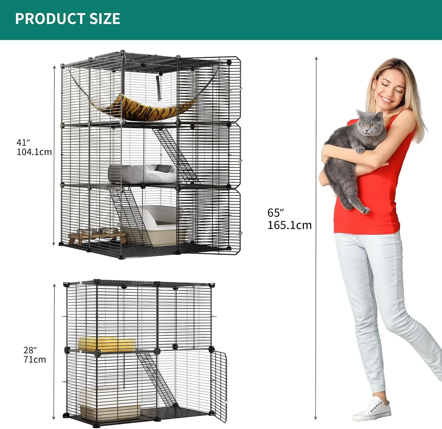YITAHOME Indoor Cat Cage 2 Tier Kitten Cage, Versatile DIY Playpen for Cats, Small Animals, for Home, RV Travel, and Camping